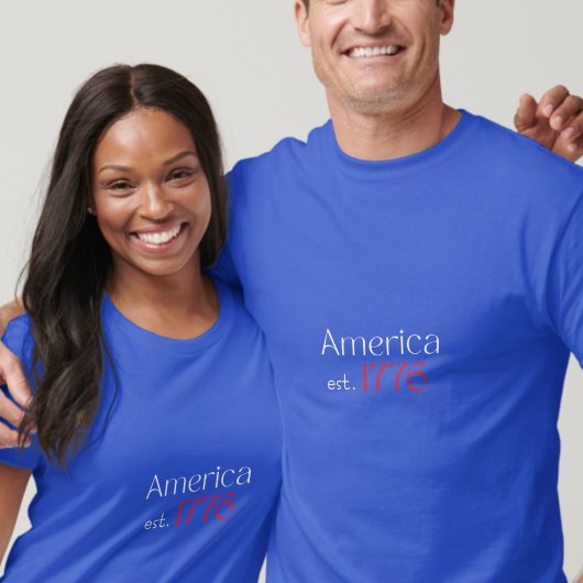 America 250 Birthday est 1776 Typography Blue T-shirt