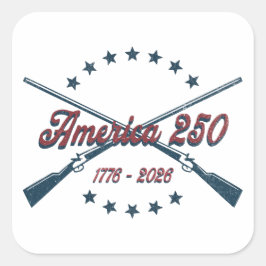 America 250 Crossed Rifles Patriotic 1776-2026 Vierkante Sticker
