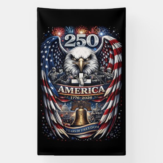 America 250 Eagle, Fireworks, and Freedom  Spandoek (Verticaal)