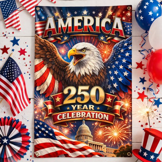America 250 Eagle-viering met Capitol Spandoek