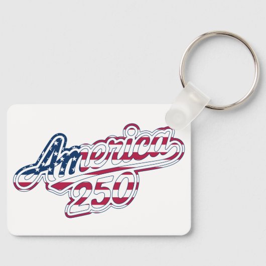 America 250 Flag Script Semiquincentennial Design Sleutelhanger (Voorkant)