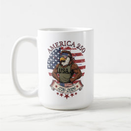 America 250 Fun Patriotic Eagle 4th of July Art Koffiemok