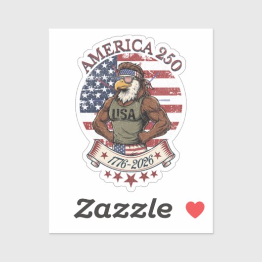 America 250 Fun Patriotic Eagle 4th of July Art Sticker (Vel)