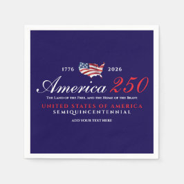 America 250 Land of Free Home Brave Patriotic Blue Servet