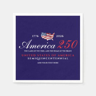 America 250 Land of Free Home Brave Patriotic Blue Servet