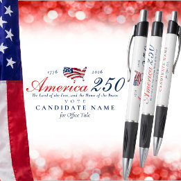 America 250 Land of Free Home of Brave Patriotic Pen