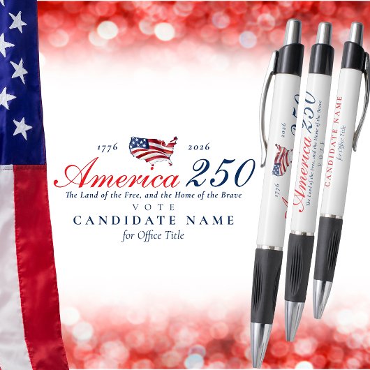 America 250 Land of Free Home of Brave Patriotic Pen