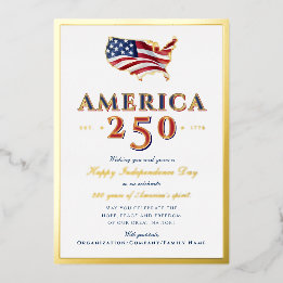 America 250 Map Semiquincentennial Patriotic Blue Folie Feestdagenkaart