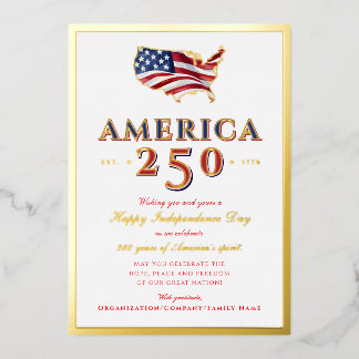 America 250 Map Semiquincentennial Patriotic Red Folie Feestdagenkaart