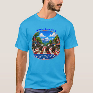 America 250 met vier Amerikaanse zeearenden op de T-shirt