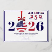 America 250 Patriotic Holiday 2025 Blue Democratic Folie Feestdagenkaart (Voorkant)