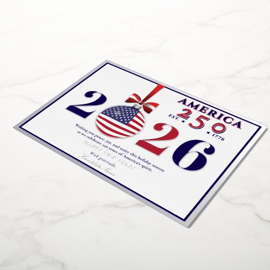 America 250 Patriotic Holiday 2025 Blue Democratic Folie Feestdagenkaart (Gedraaid)