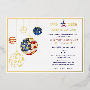 America 250 Patriotic Holiday Fête Jubileum Rood Folie Uitnodiging