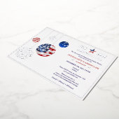 America 250 Patriotic Holiday Jubileum Blauw Folie Uitnodiging (Gedraaid)
