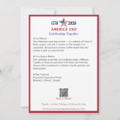 America 250 Patriotic Red 2026 Calendar Kaart (Achterkant)