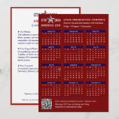 America 250 Patriotic Red 2026 Calendar Kaart (Voorkant / Achterkant)