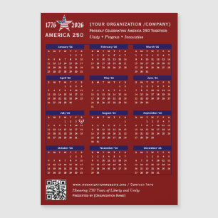 America 250 Patriotic Red 2026 Kalender Keepsake