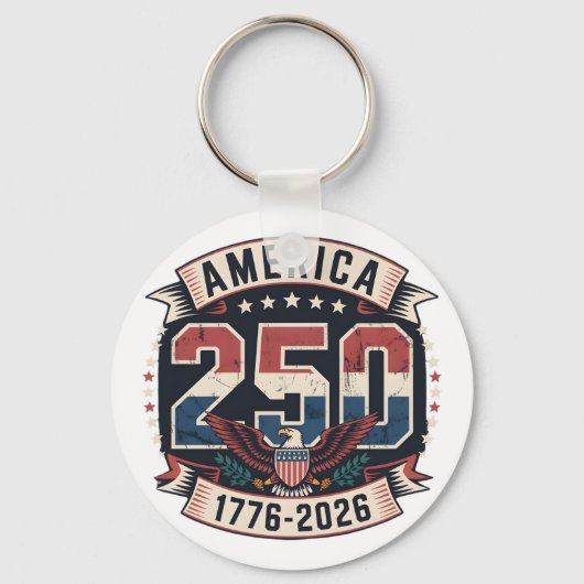 America 250 Patriotic  Vintage Style Design Sleutelhanger (Voorkant)