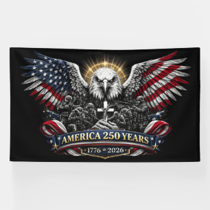 America 250 Patriottische Adelaar en Militaire Hul Spandoek