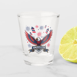America 250 Patriottische Adelaar Vuurwerkviering Shot Glas