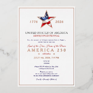 America 250 Patriottische Verjaardagsfundraisingga Folie Uitnodiging