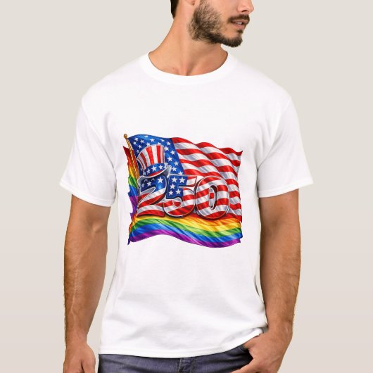 America 250 Pride Flag Heren T-Shirt (Voorkant)