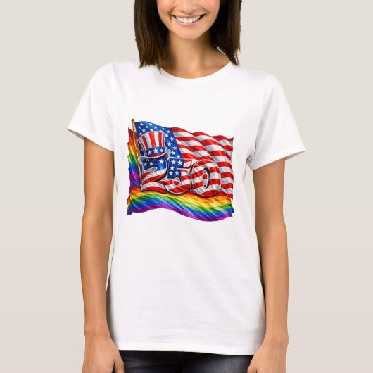 America 250 Pride Vlag Dames T-Shirt (Voorkant)