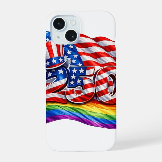 America 250 Pride Vlag iPhone 15 Hoesje (Achterkant)