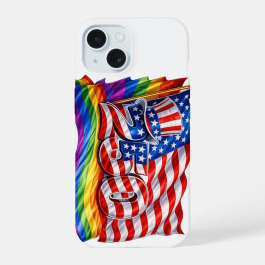 America 250 Pride Vlag iPhone 15 Hoesje (Achterkant)