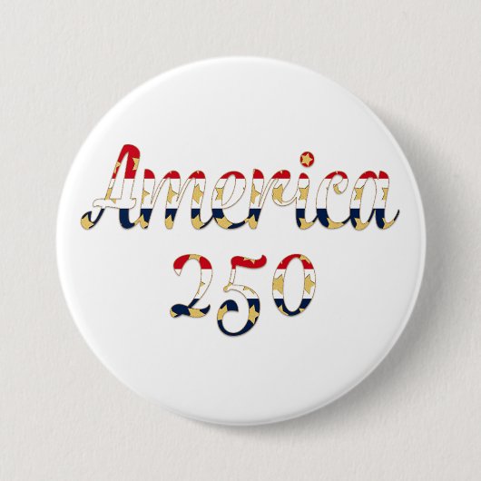 America 250 red white blue gold ronde button 7,6 cm (Voorkant)
