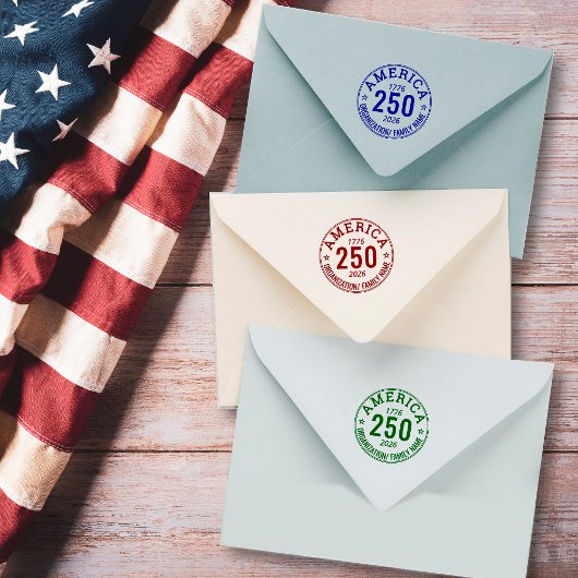 America 250 Round Familiebedrijf Rubberstempel