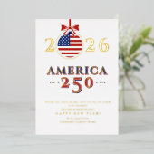 America 250 Semiquincentennial 2026 New Year's Folie Feestdagenkaart (Staand Voorkant)