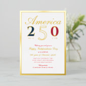 America 250 Semiquincentennial Patriotic Red Folie Feestdagenkaart (Staand Voorkant)