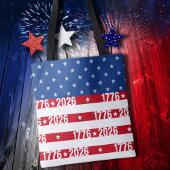 America 250 Stars & Stripes 1776 2026 Lettering Tote Bag