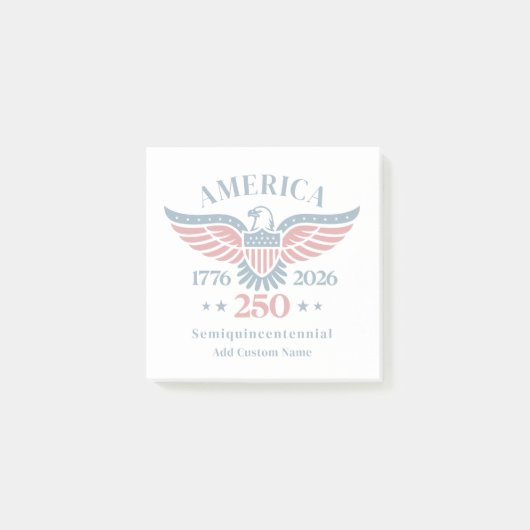 America 250 Stekelarend Aangepaste Naam Minimalist Post-it® Notes (Voorkant)
