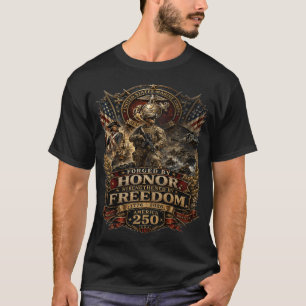 America 250 U.S. Marine Corps Gesmeed door Eer T-shirt