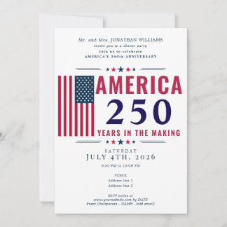 America 250 USA Flag Patriotic 4th of July Formal Kaart