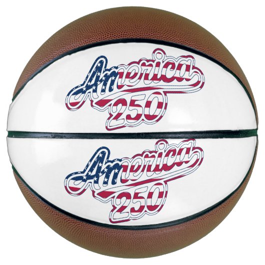 America 250 Vlag Script Semiquincentennial Design Basketbal (Voorkant)