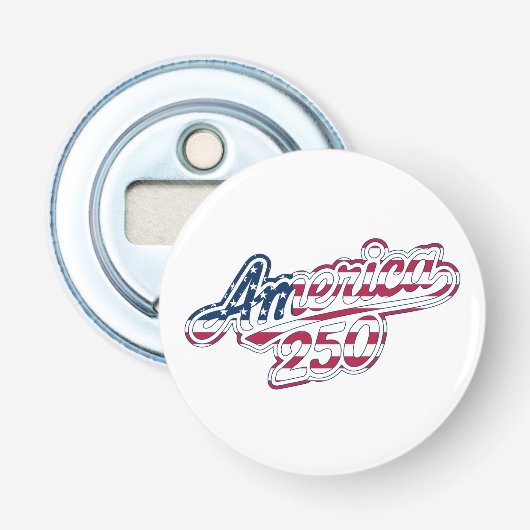 America 250 Vlag Script Semiquincentennial Design Button Flesopener (Voorkant)