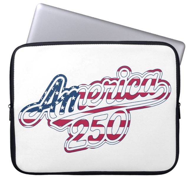 America 250 Vlag Script Semiquincentennial Design Laptop Sleeve (Voorkant)