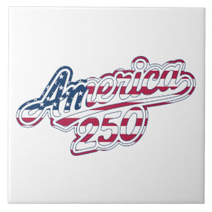 America 250 Vlag Script Semiquincentennial Design Tegeltje