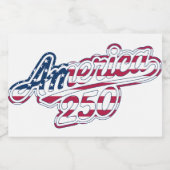 America 250 Vlag Script Semiquincentennial Design Voedselcontainer Etiket (Enkel label)