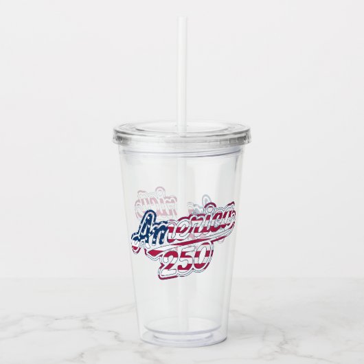America 250 Vlag Script Semiquincentennial Ontwerp Acryl Drinkbeker (Voorkant)