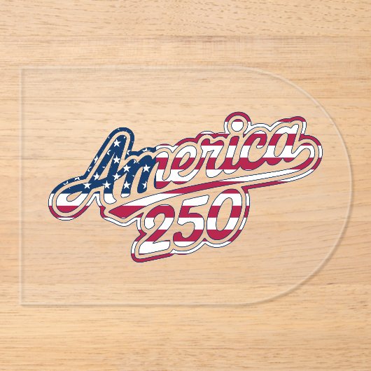 America 250 Vlag Script Semiquincentennial Ontwerp Acryl Uitnodigingen (Voorkant)