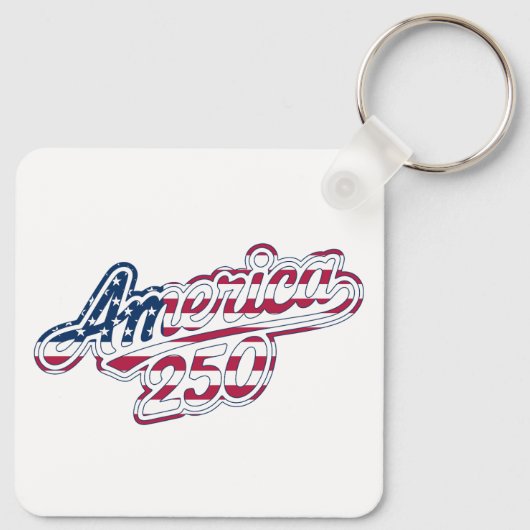America 250 Vlag Script Semiquincentennial Ontwerp Sleutelhanger (Achterkant)