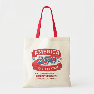America 250 Voeg Staat Rood Wit Blauw Voeg Uw Teks Tote Bag