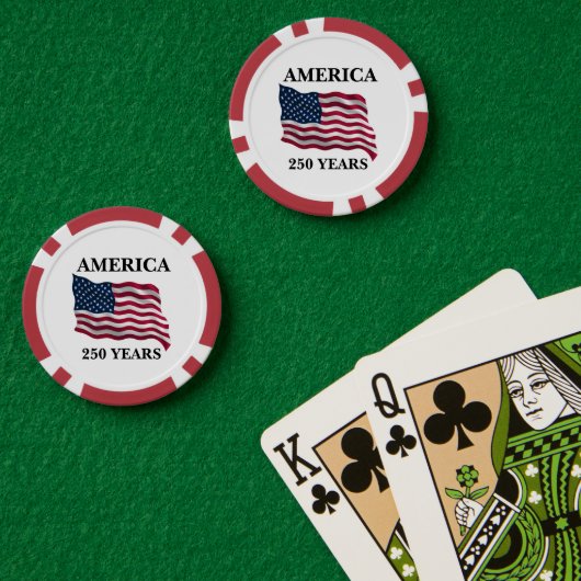 America 250 Years Flag Poker Chips (Pokertafel (Dubbel))