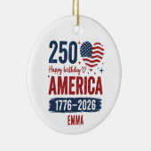 America 250th Anniversary, Custom Name USA Keramisch Ornament (Rechts)