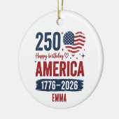 America 250th Anniversary, Custom Name USA Keramisch Ornament (Links)