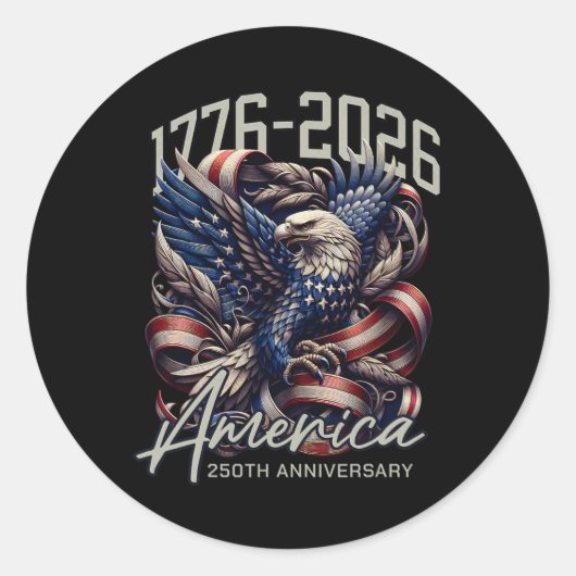 America 250th Anniversary Eagle Us Flag July 4th 2 Ronde Sticker (Voorkant)